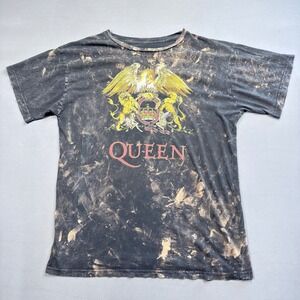 Queen T Shirt Bleach Wash Graphic Print Rock Band Music Mens 2XL‎